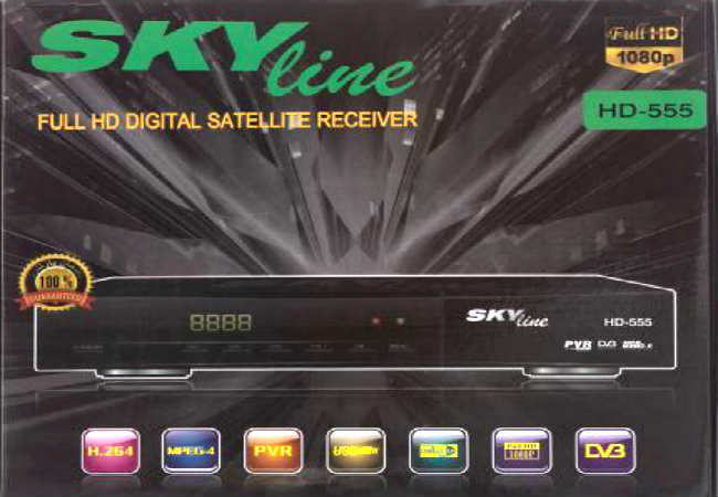 جهاز SkyLine HD-555 مع احدث سوفت وير عربي وملف قنوات للجهاز 2017