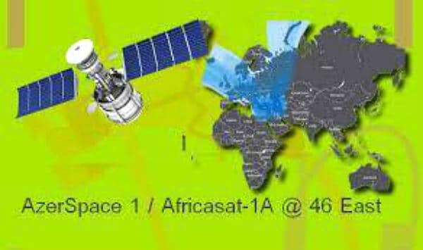 تعريف القمر AzerSpace 1 / Africasat-1A -46° East مع نطاق البث والتغطية